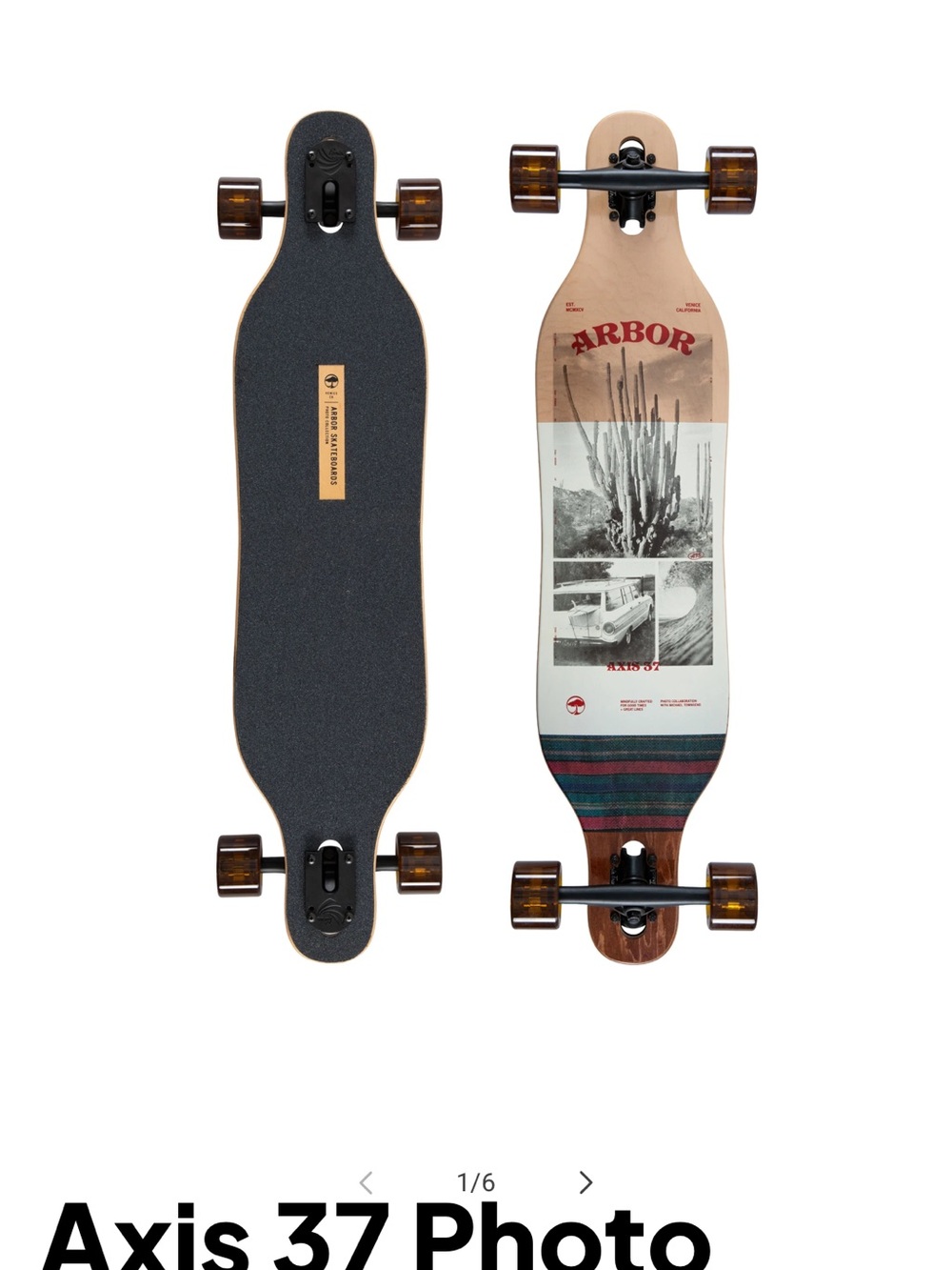 Arbor Collective Axis 37 Graphic Longboard Deck in White and Red